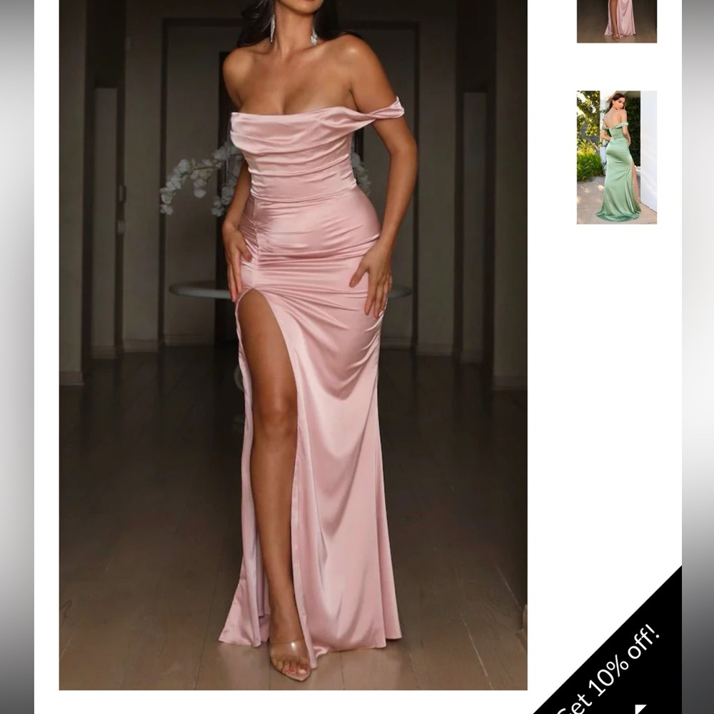 Moda Glam blush pink silhouette gown dress